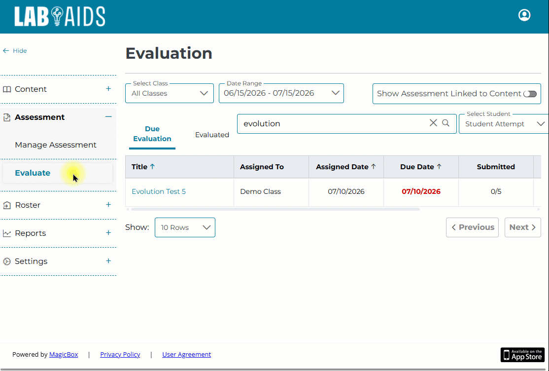 Reassigning assessments not submitted by due date gif