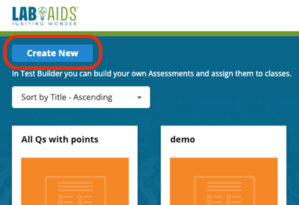 location of create new button
